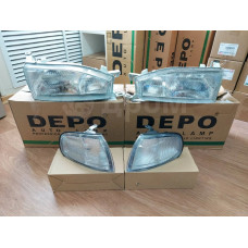 Фара передняя Toyota Scepter / Toyota Camry 92-95 Комплект Depo (2 фары + 2 поворота)
