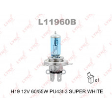 Лампа H19 12V 60/55W PU43t-3 SUPER WHITE LYNXauto